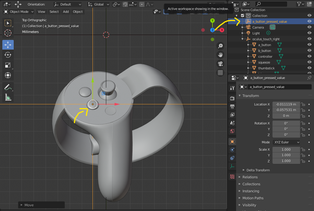 Aligning a node with a button