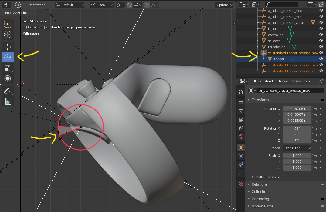 Adjusting the trigger orientation