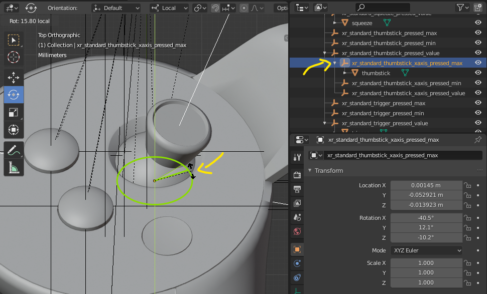 Rotating the thumbstick to its max extent