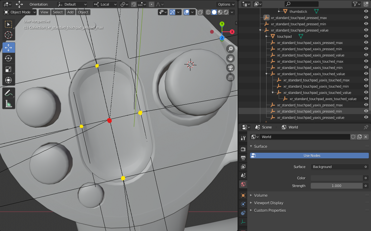 Location of touchpad nodes